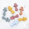 3/4 PCS Baby Silicone Plate+Spoon+Fork Set Solid Cute